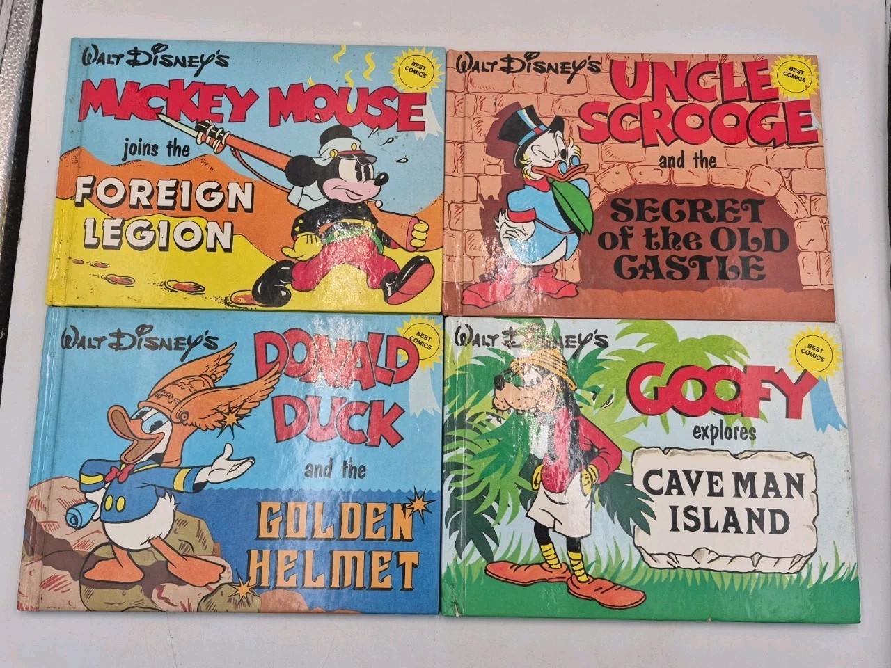 Lot Of 4 Vintage Large Hardcover Disney Comic Books 1980s Read & See Images