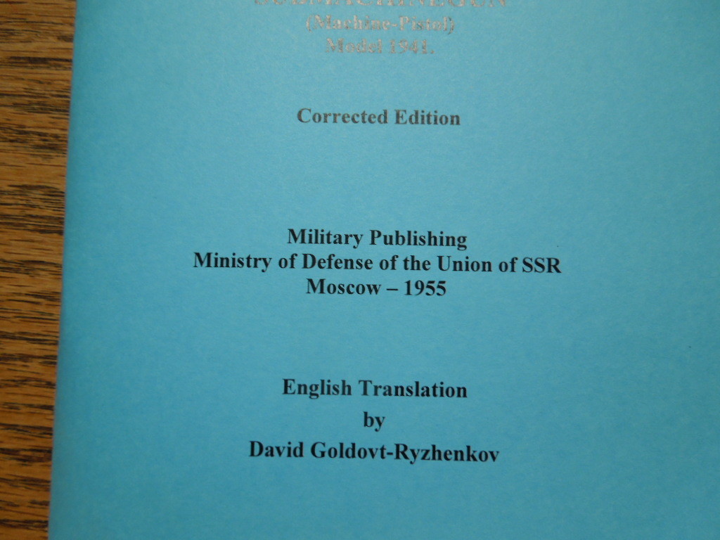 Russian Handbook 1955 PPSH 41 or PPSH 43 7.62×25 English Version 76 Pages  NEW